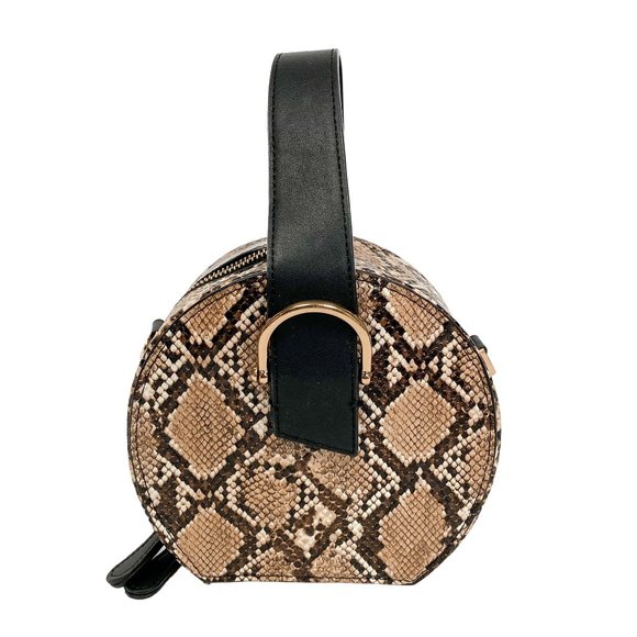 Topshop Handbags - Topshop Snakeskin Print Round handbag